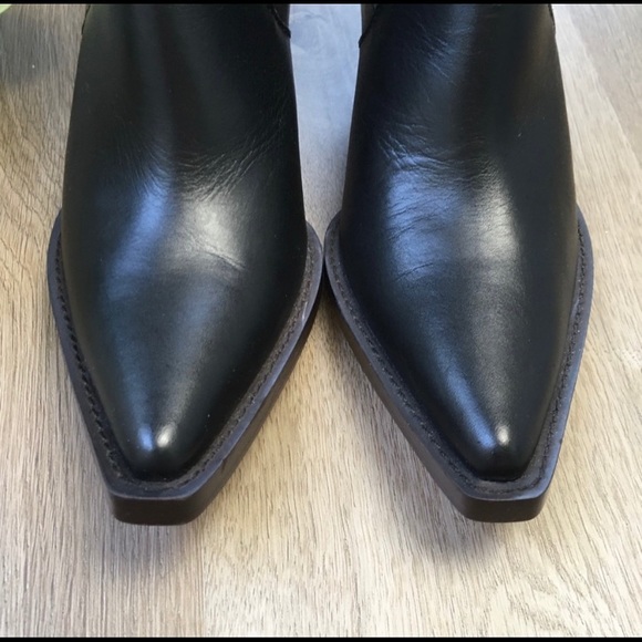 ZARA Black Leather Western Ankle Booties 36 - Picture 4 of 4